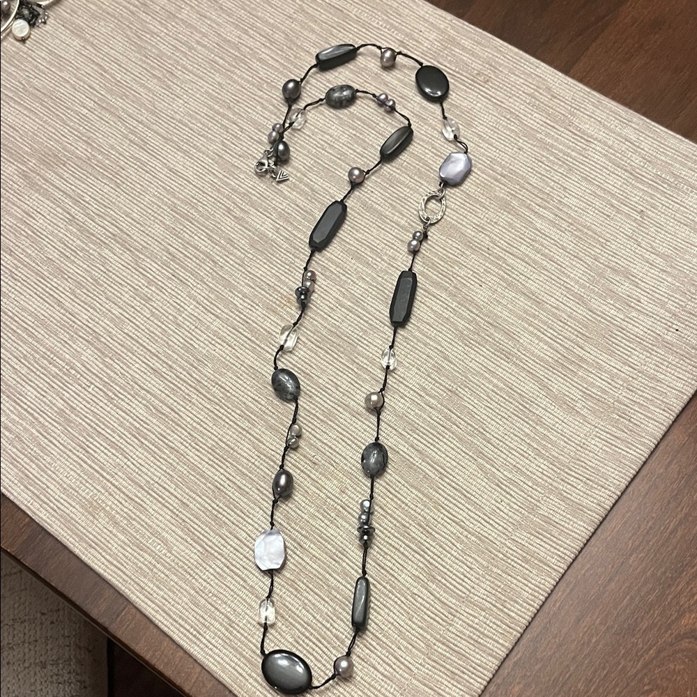 Silpada Black and Silver Beaded Necklace